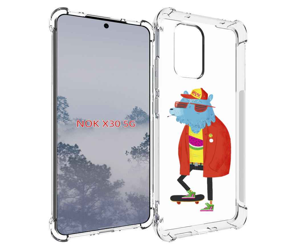 

Чехол MyPads медведь на скейте для Nokia X30 5G, Tocco