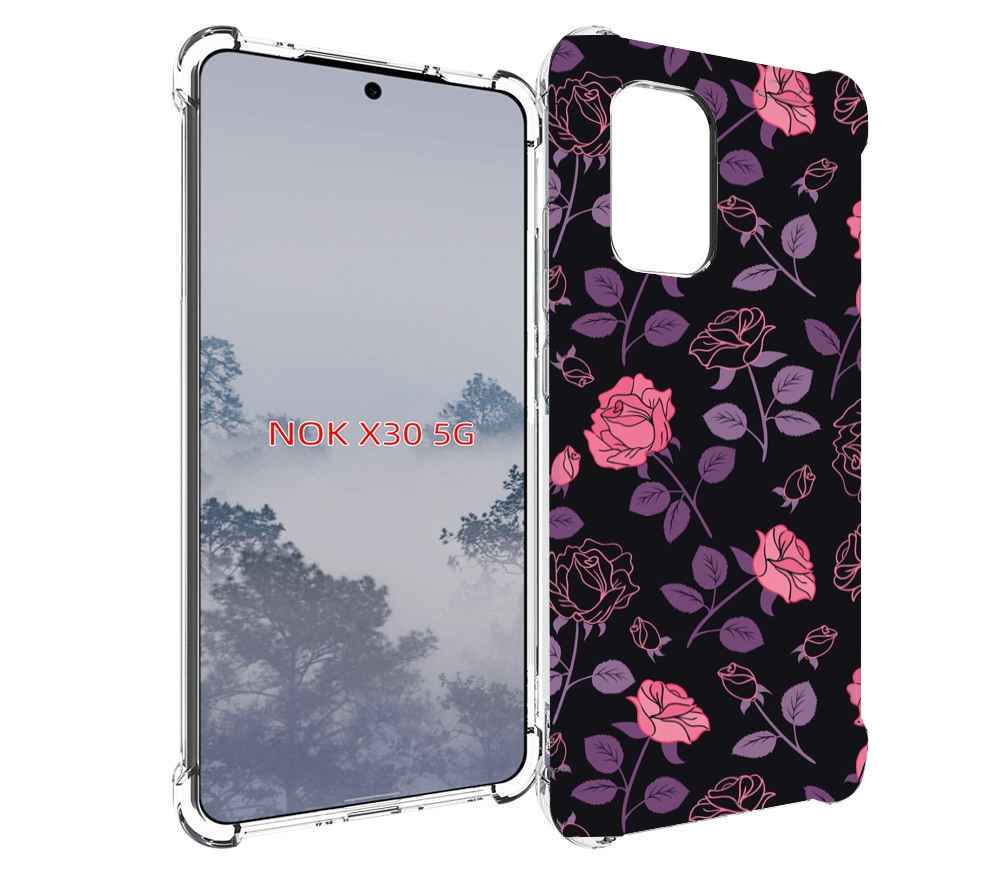 

Чехол MyPads маленькие розочки на черном фоне женский для Nokia X30 5G, Tocco