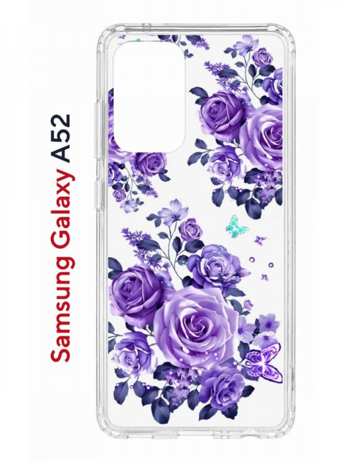 Чехол на Samsung A52 с принтом Kruche Print Roses,противоударный бампер,с защитой камеры