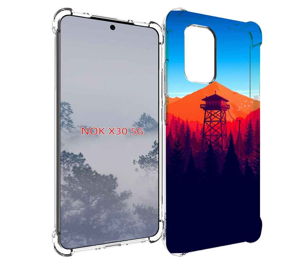 

Чехол MyPads лес с оранжевыми горами для Nokia X30 5G, Tocco