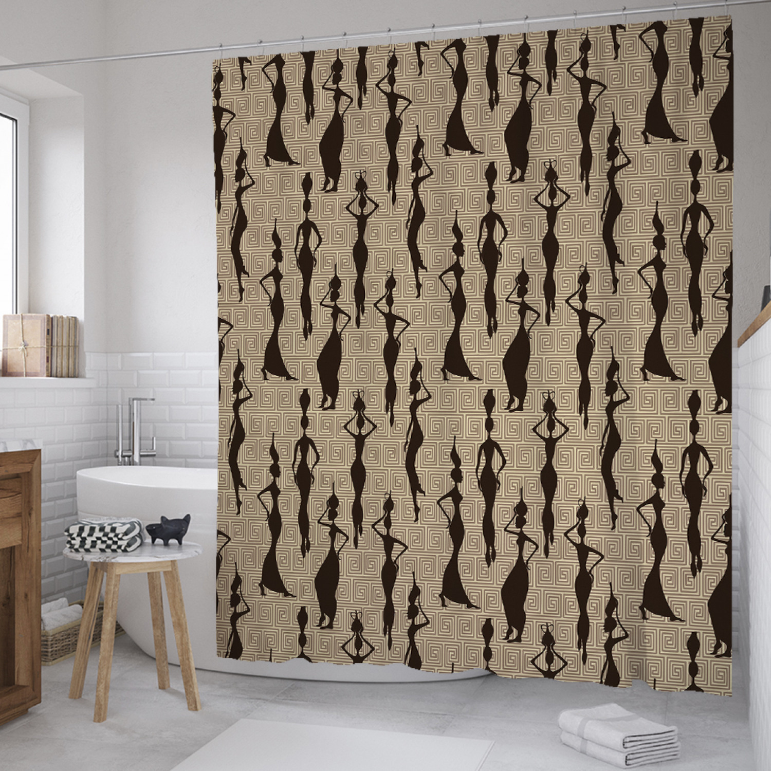 

Штора для ванной JoyArty "Девушка с кувшином на голове" из сатена, 180х200 см с крючками, Коричневый, Девушка с кувшином на голове