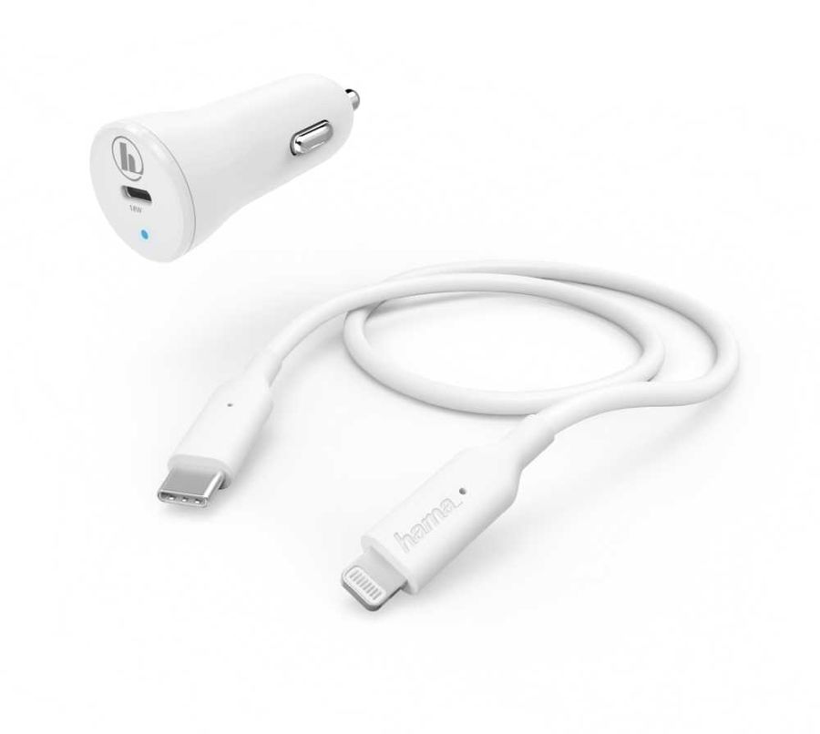 фото Комплект зарядного устройства hama h-183297, usb type-c, 8-pin lightning (apple),3a, белый