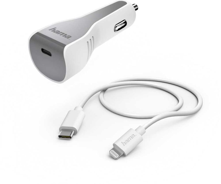 фото Комплект зарядного устройства hama h-183317, usb type-c, 8-pin lightning (apple),3a, белый