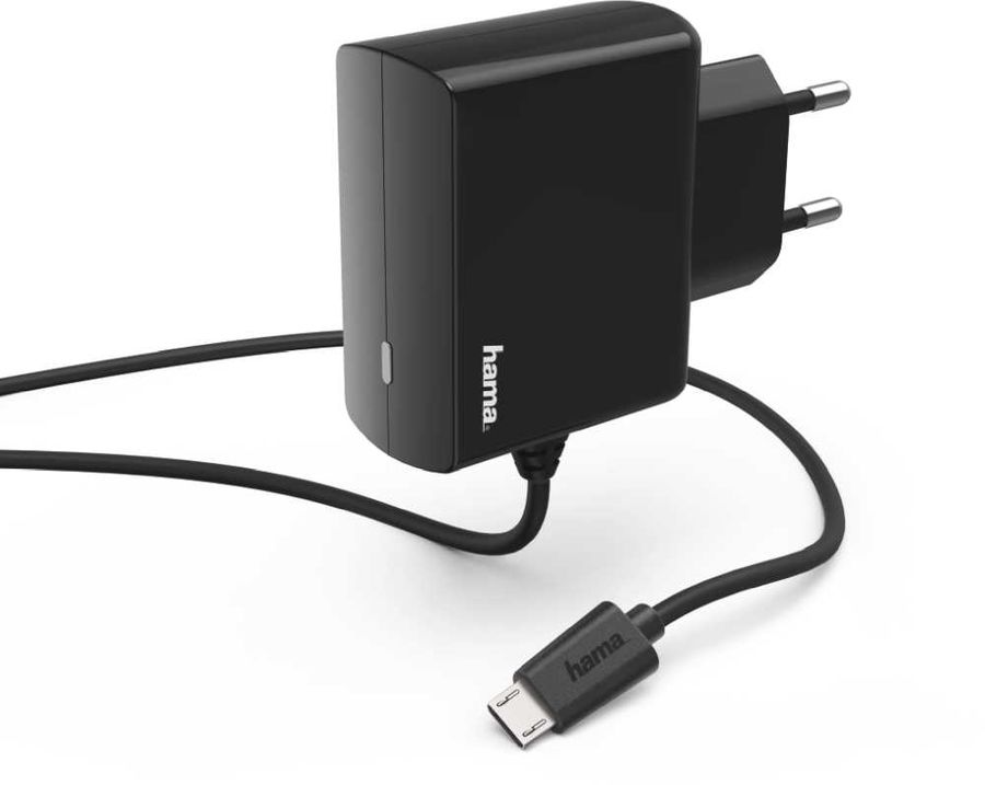 фото Сетевое зарядное устройство hama h-183247, micro usb, 2,4 a, black