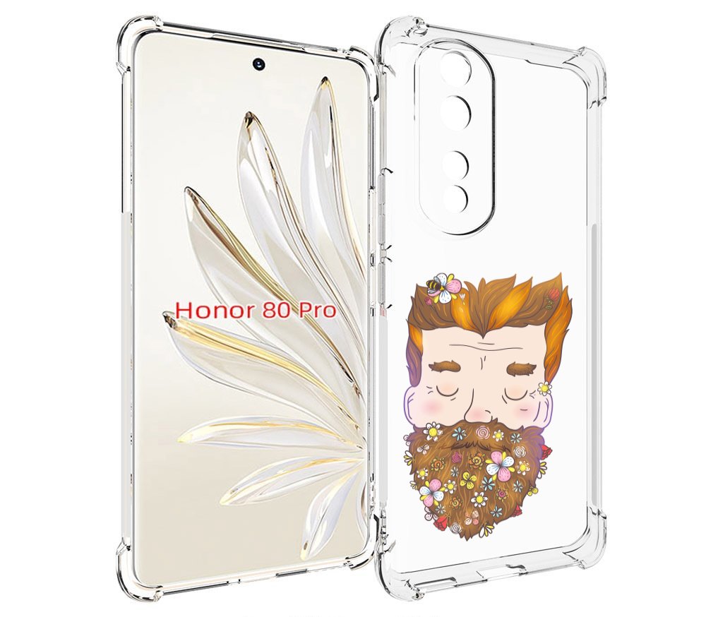 

Чехол MyPads мужчина с цветами в бороде для Honor 80 Pro, Прозрачный, Tocco