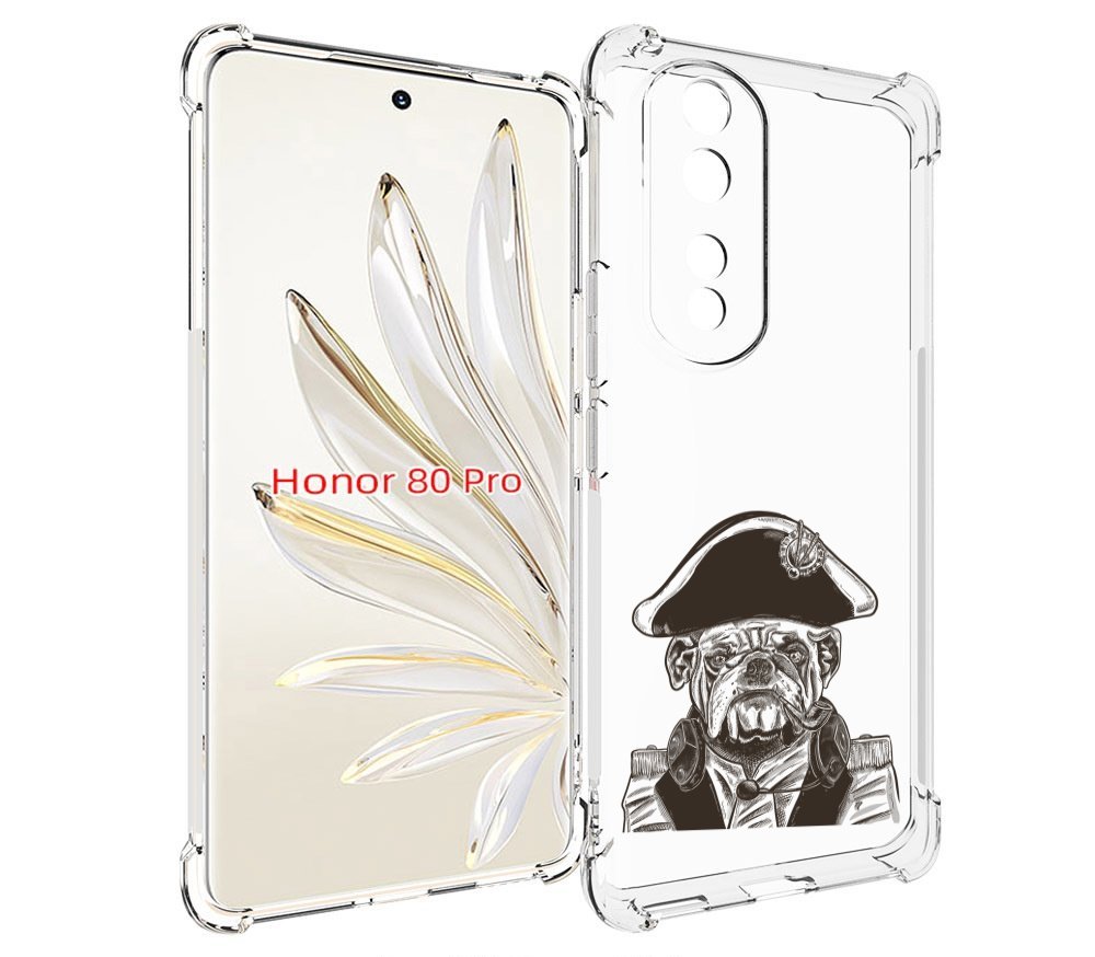 

Чехол MyPads мопс генерал для Honor 80 Pro, Прозрачный, Tocco
