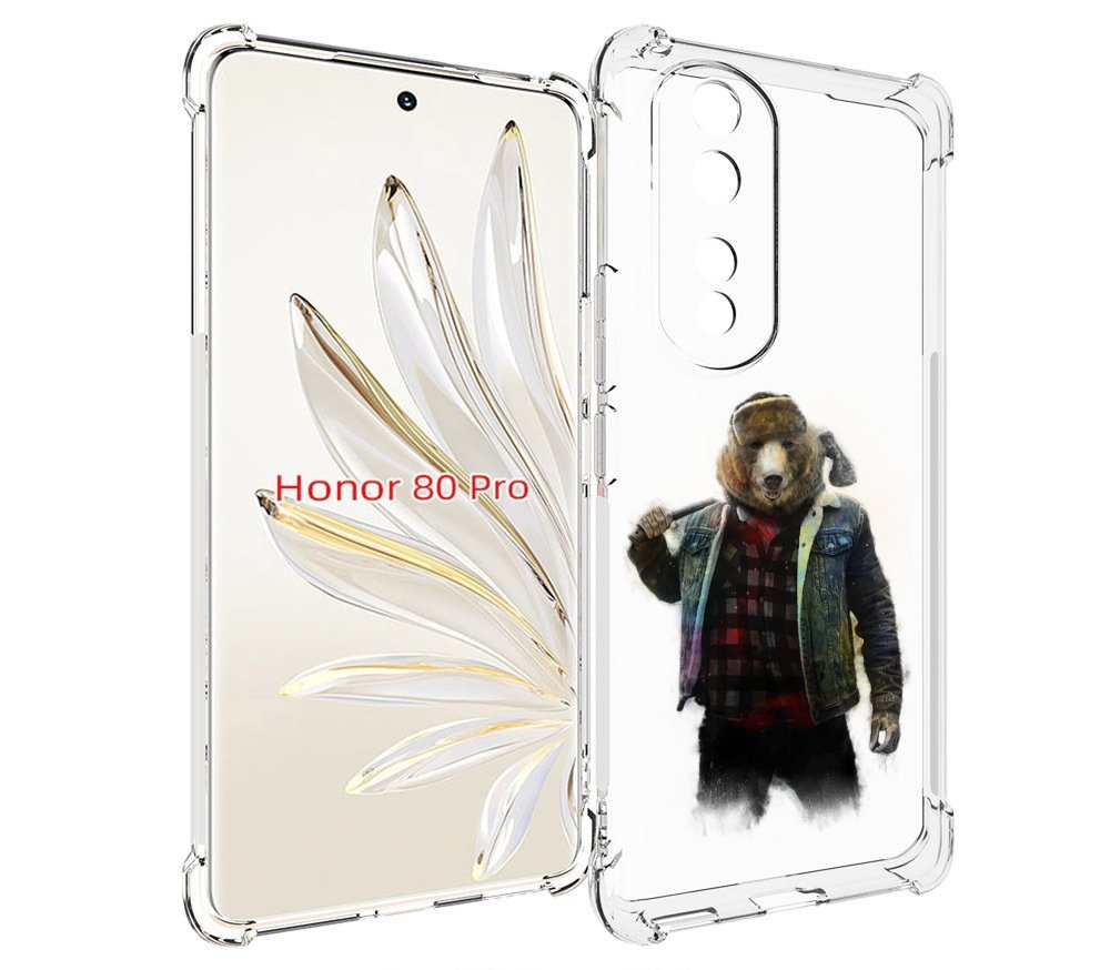 

Чехол MyPads медведь с топором для Honor 80 Pro, Прозрачный, Tocco