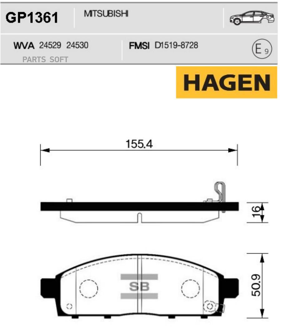 Тормозные колодки Sangsin brake GP1361 100037932095