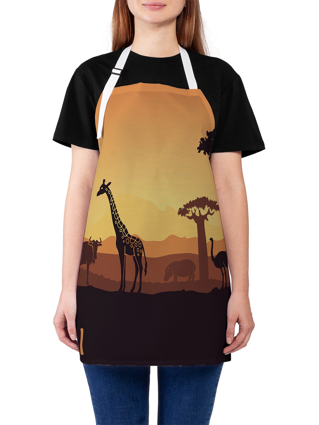 

Фартук женский JoyArty для готовки "Закат в саванне", универсальный размер, Оранжевый