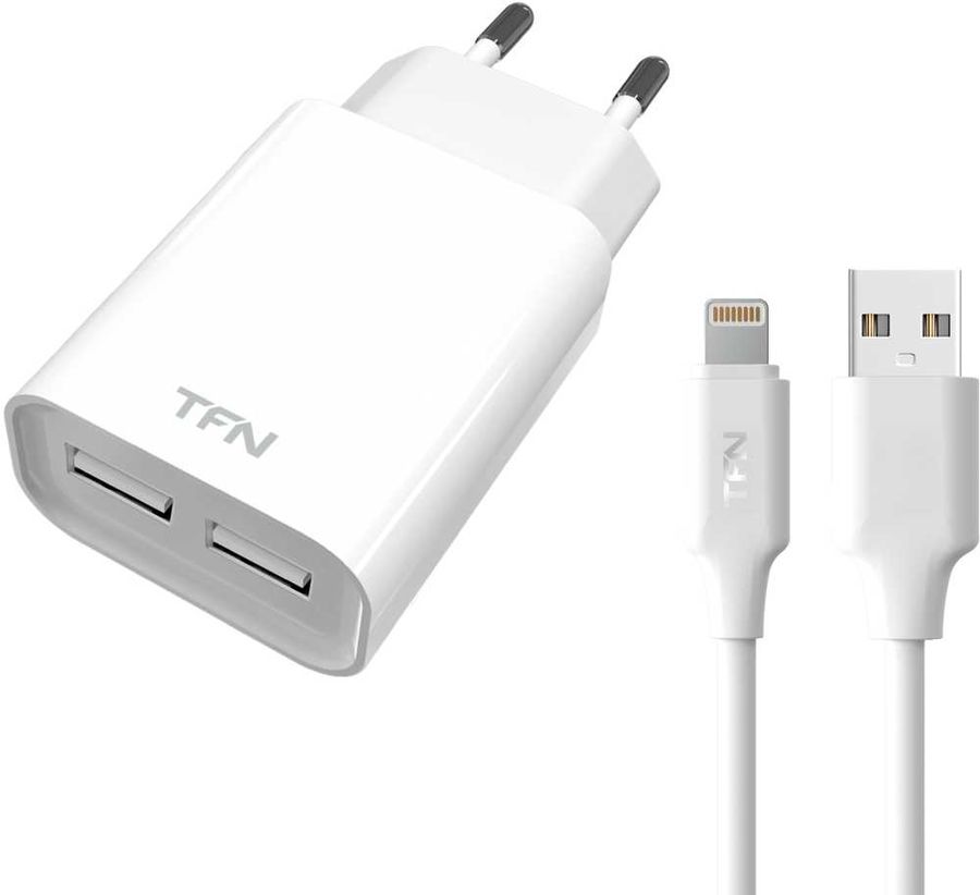 фото Сетевое зарядное устройство tfn 2 usb, 2,4 a, (tfn-wc2u24aligwh) white