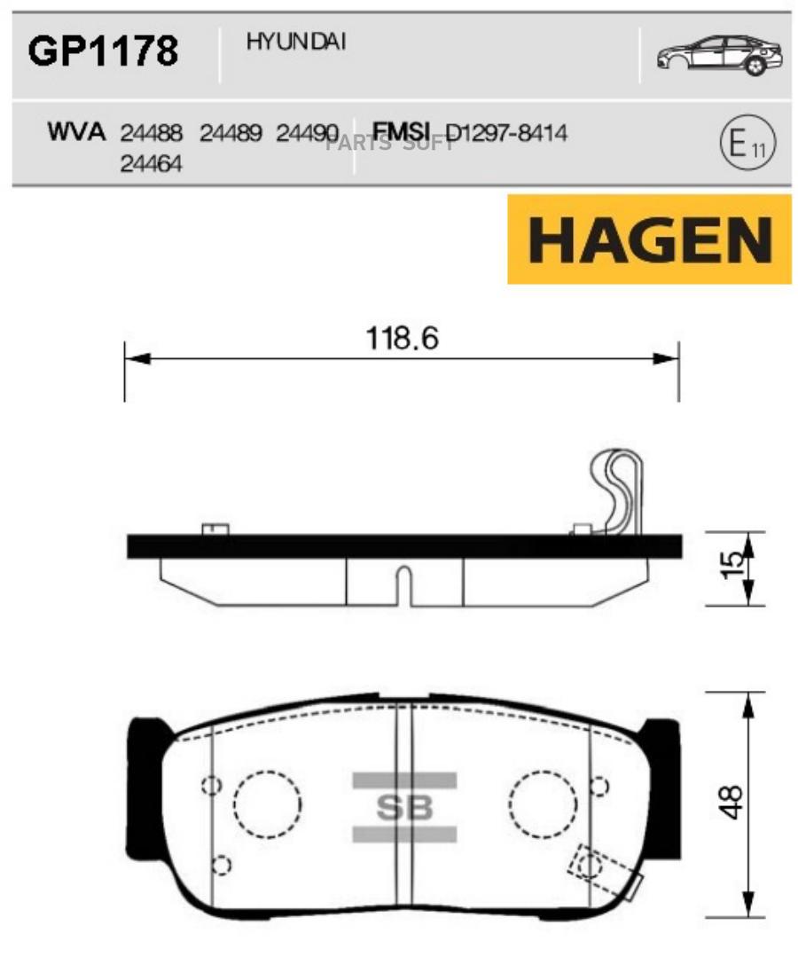 

Колодки задние HYUNDAI SANTA FE II GP1178 SANGSIN