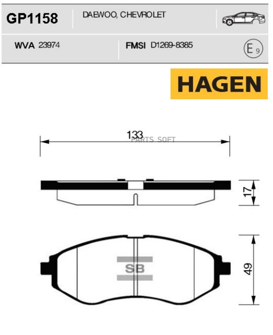 

Колодки передние CHEVROLET AVEO (T200/250) GP1158 SANGSIN BRAKE GP1158