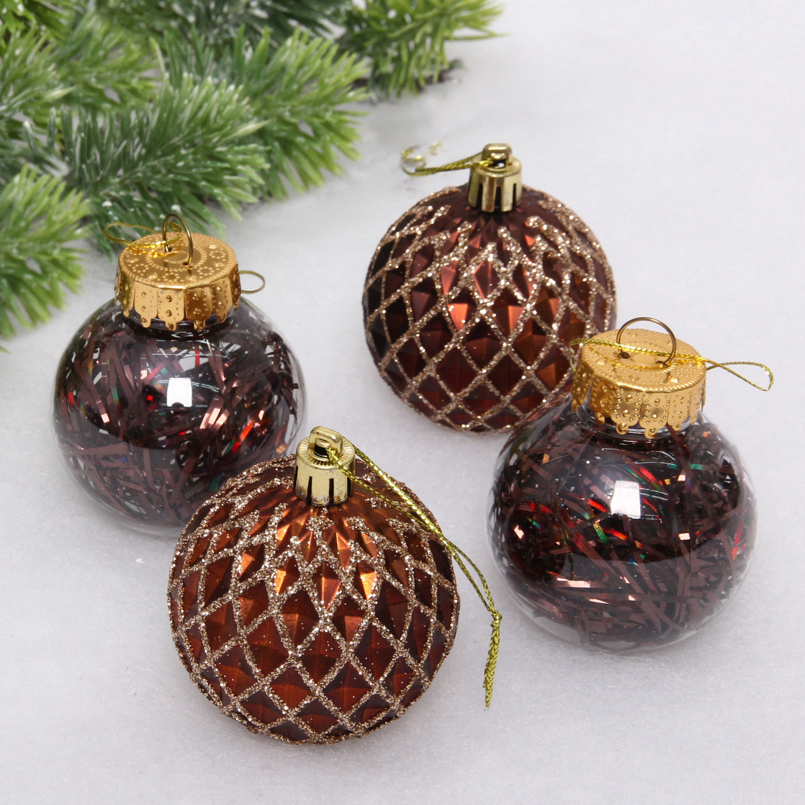 Шар на ель Серпантин Яркая метель 8 шт Шоколад 595₽