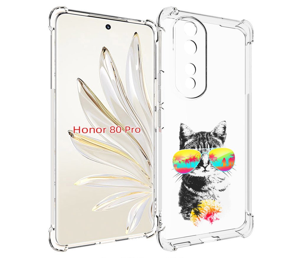 

Чехол MyPads крутой кот для Honor 80 Pro, Прозрачный, Tocco