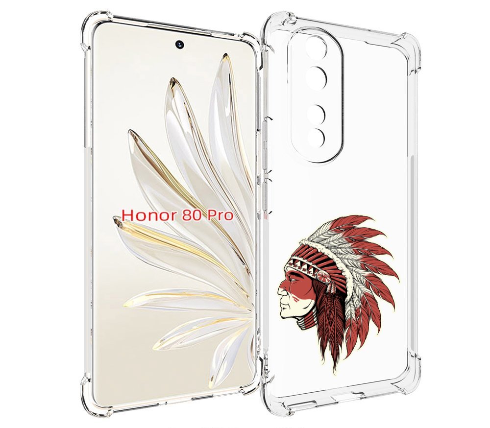 

Чехол MyPads красный индеец для Honor 80 Pro, Прозрачный, Tocco
