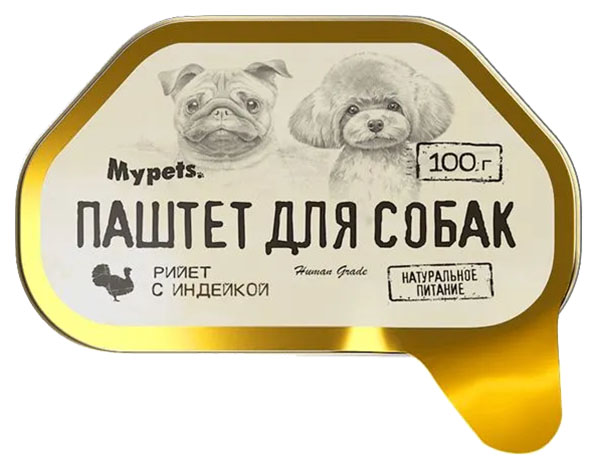 фото Влажный корм для собак mypets с индейкой, 100 г