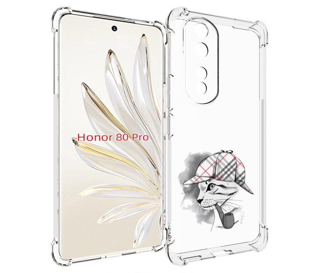 Чехол MyPads кошка с трубкой для Honor 80 Pro