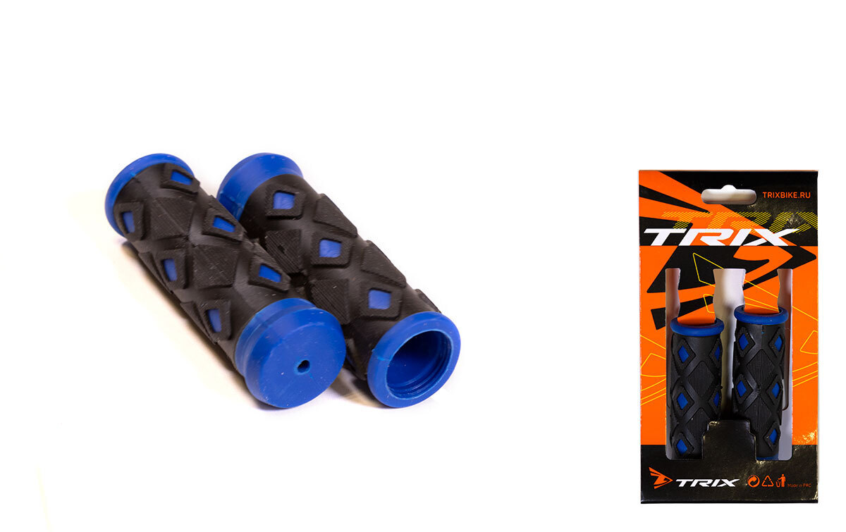 Грипсы TRIX, для детских велосипедов, резиновые, 95мм, черно-синие