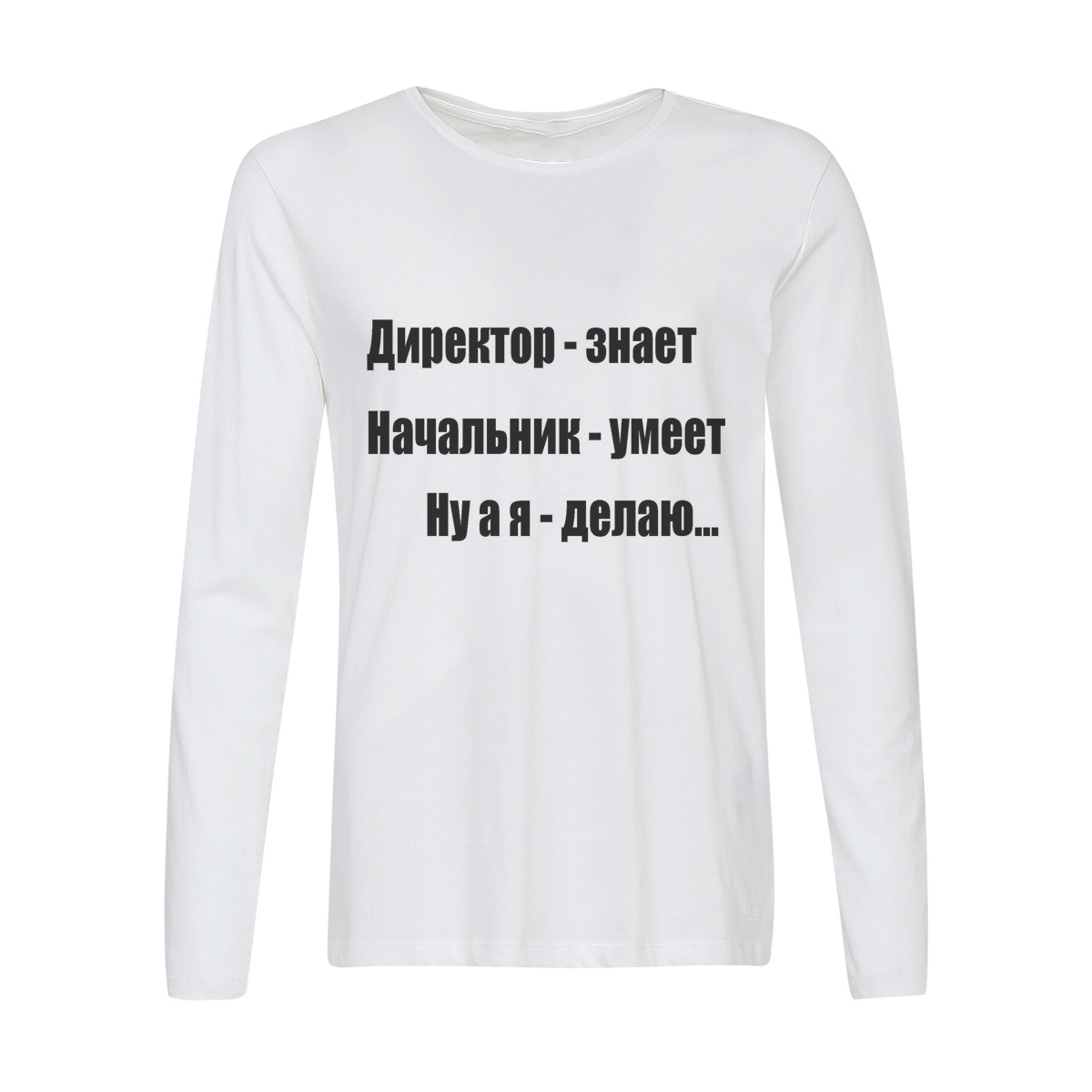 

Лонгслив CoolPodarok Директор-знает, начальник-умеет, ну а я - делаю, Белый, w0112983