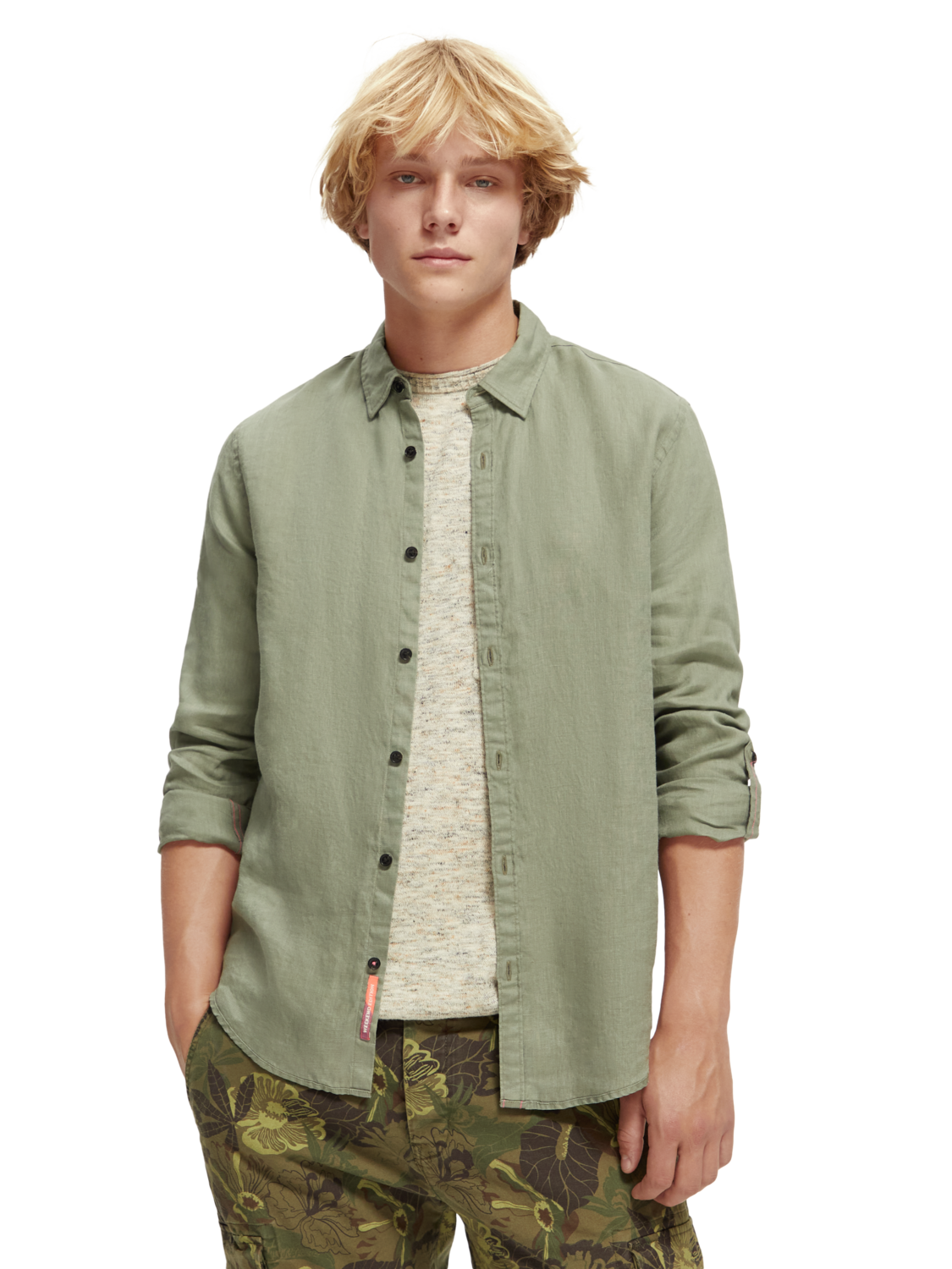 

Рубашка мужская Scotch & Soda 171612/0115 хаки L, 171612/0115