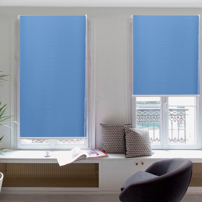 Штора рулонная «Нега», блэкаут, 120×180 см, цвет синий