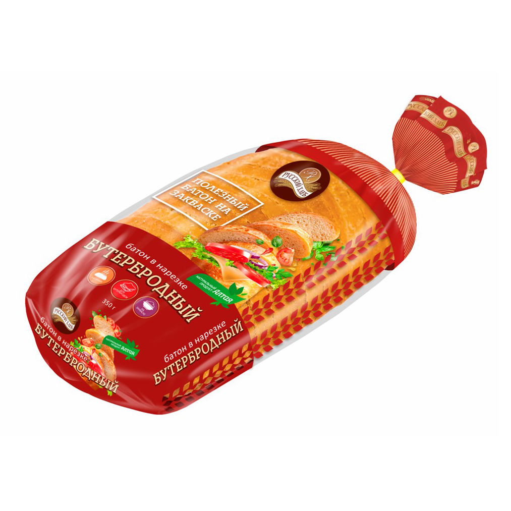 Батон Русский Хлеб Бутербродный пшеничный в нарезке 280 г