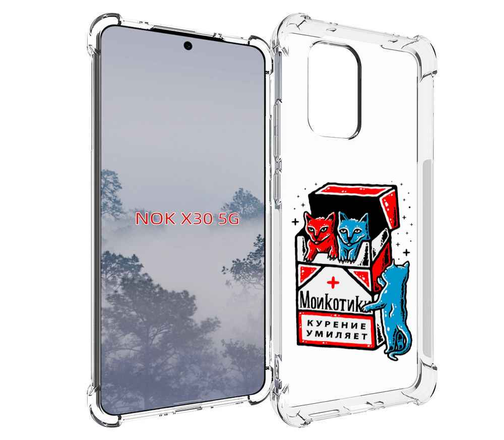 

Чехол MyPads красно-синие-коты для Nokia X30 5G, Tocco