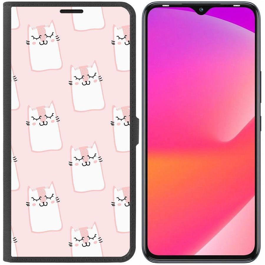 

Чехол-книжка Eco Book для Infinix Smart 6 Plus Котики паттерн, Черный