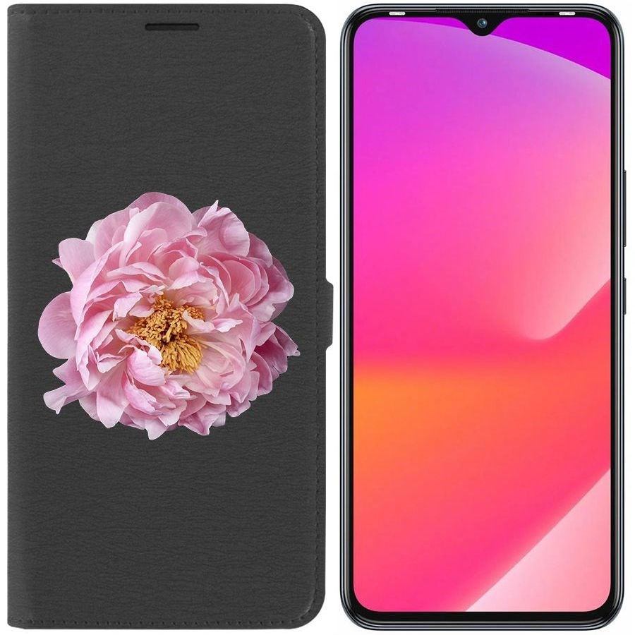 

Чехол-книжка Eco Book для Infinix Smart 6 Plus Розовый пион, Черный