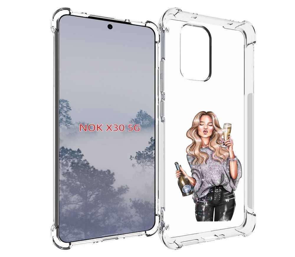 

Чехол MyPads красивая-любительница-шампанского женский для Nokia X30 5G, Tocco