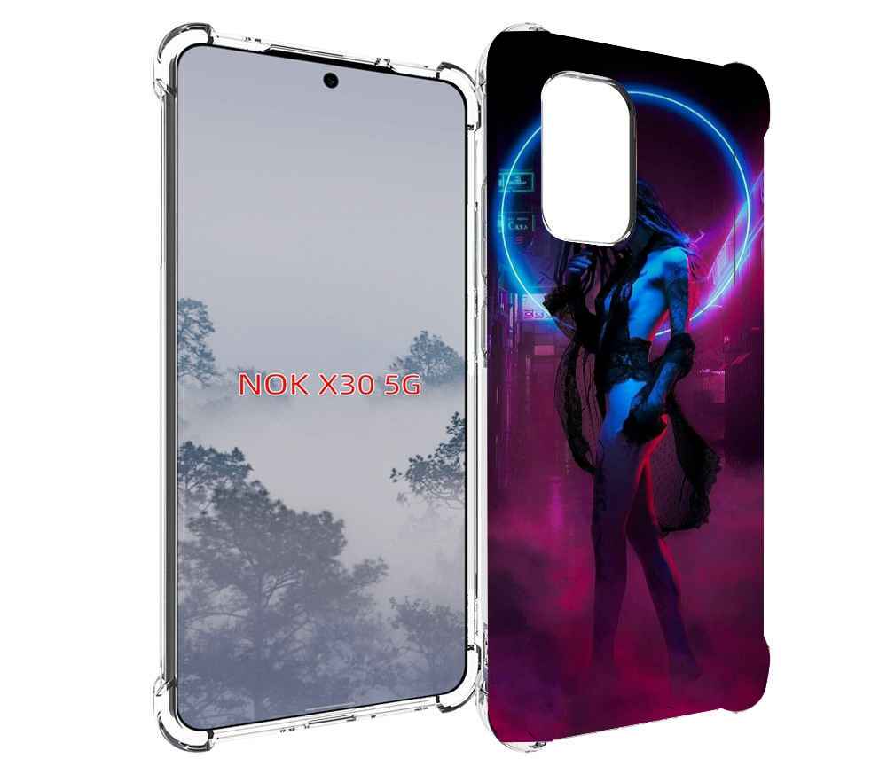 

Чехол MyPads красивая девушка в дыму неон женский для Nokia X30 5G, Tocco