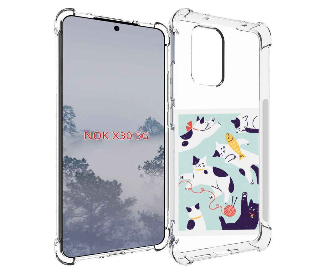 

Чехол MyPads коты-с-клубками для Nokia X30 5G, Tocco