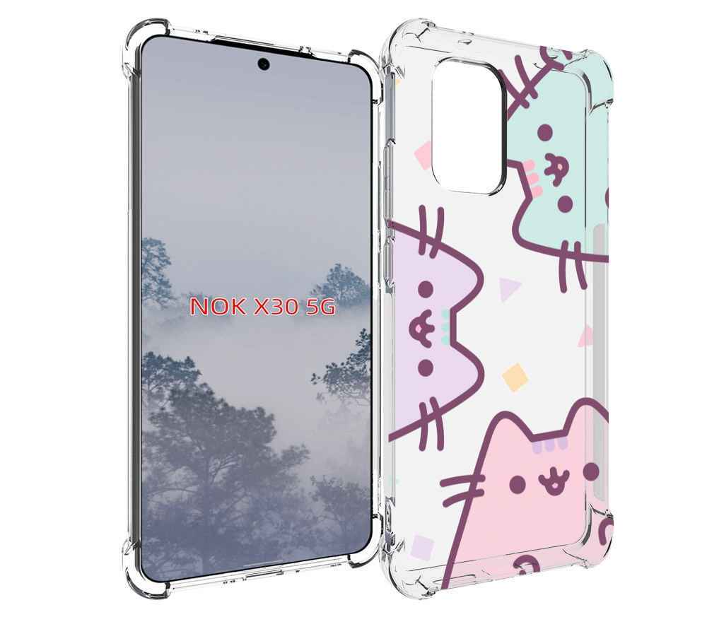 

Чехол MyPads котики зеленый фиолетовый розовый женский для Nokia X30 5G, Tocco