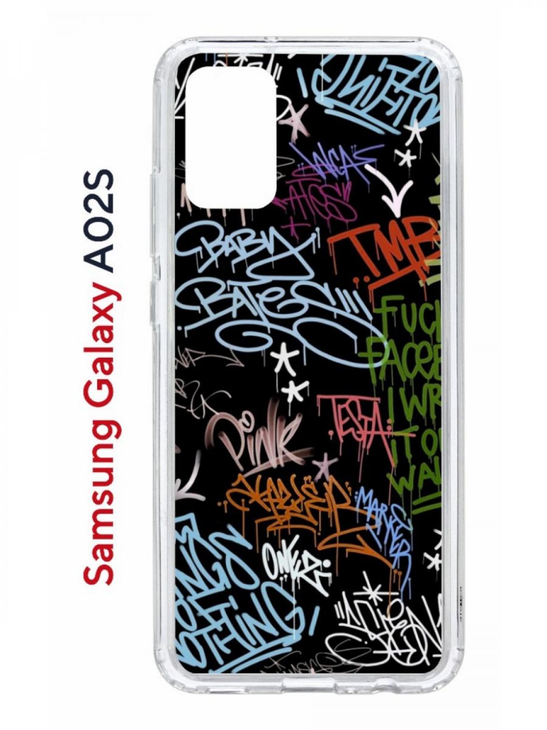 

Чехол на Samsung Galaxy A02s с принтом Kruche Print Граффити, противоударный бампер, Прозрачный;черный;зеленый;голубой, Самсунг А02с
