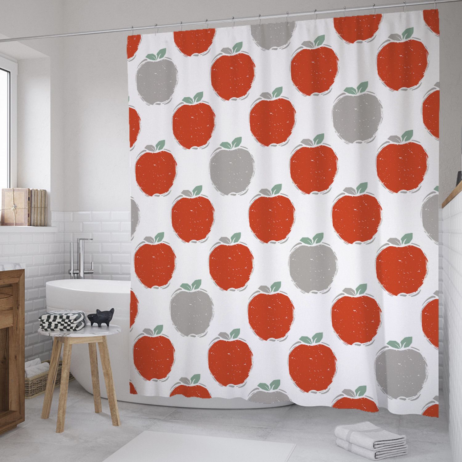 

Штора для ванной JoyArty "Контрастный вектор яблок" из сатена, 180х200 см с крючками, Белый, Контрастный вектор яблок