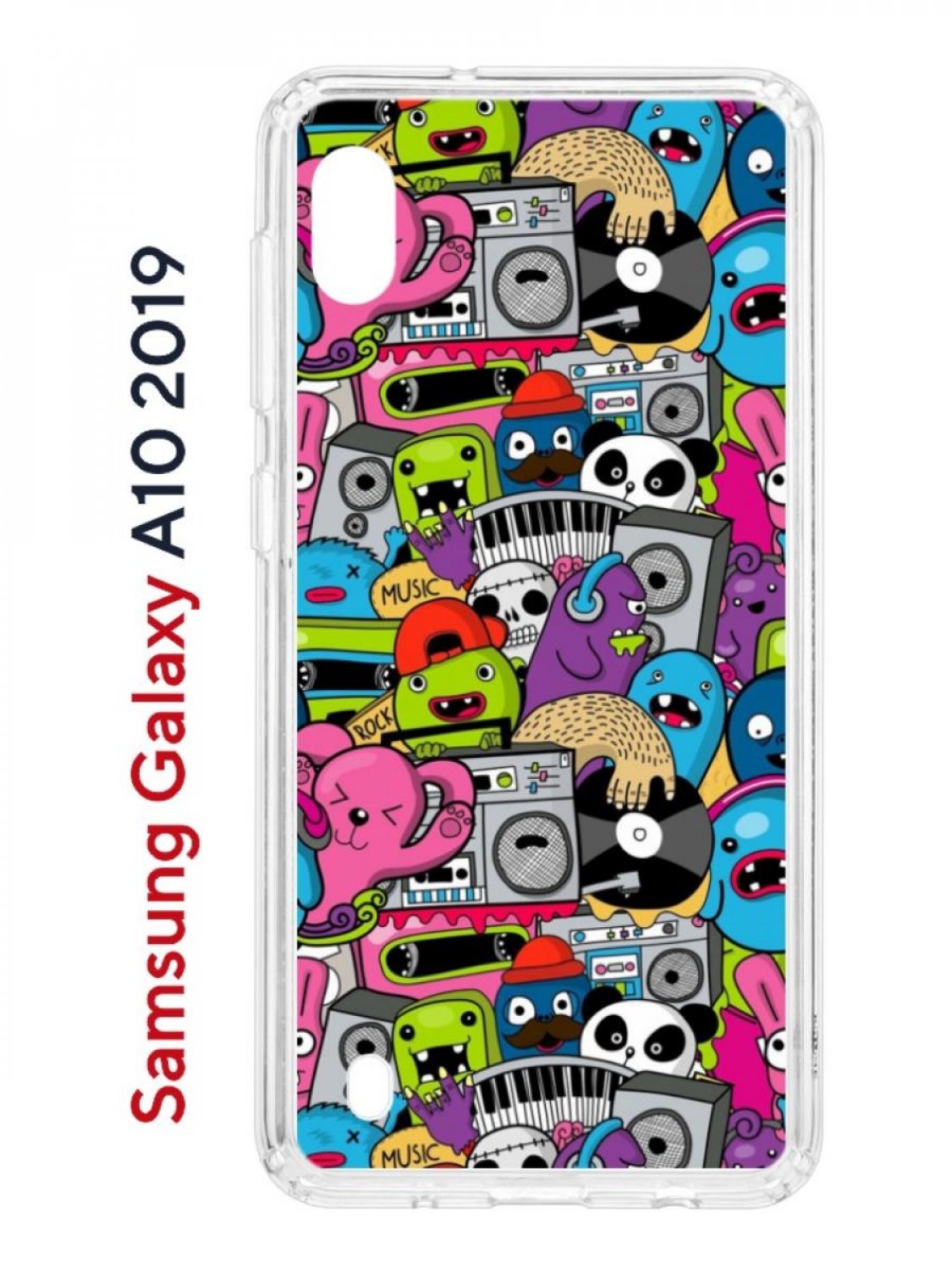 фото Чехол на samsung galaxy a10 2019 kruche print monsters music, противоударный бампер кruче