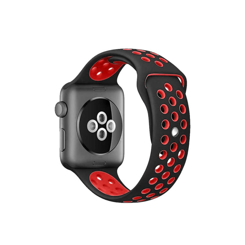 Ремешок DF iSportband-02 для Apple Watch Series 3/4/5 черный/красный