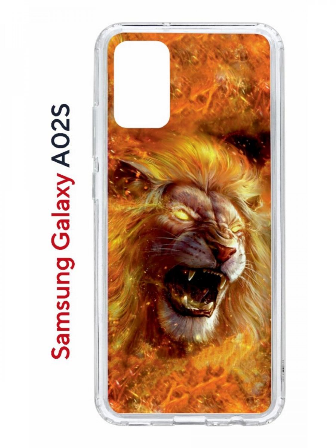 

Чехол на Samsung Galaxy A02s с принтом Kruche Print Лев, противоударный бампер, Прозрачный;оранжевый;желтый;коричневый, Самсунг А02с