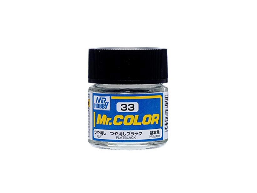 

Краска акриловая на специальном разбавителе MR.HOBBY Mr.Color Flat Black MH-C33, матовая, Черный
