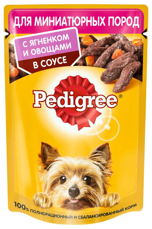 фото Влажный корм для собак pedigree с ягненком и овощами в соусе для миниатюрных пород, 85 г