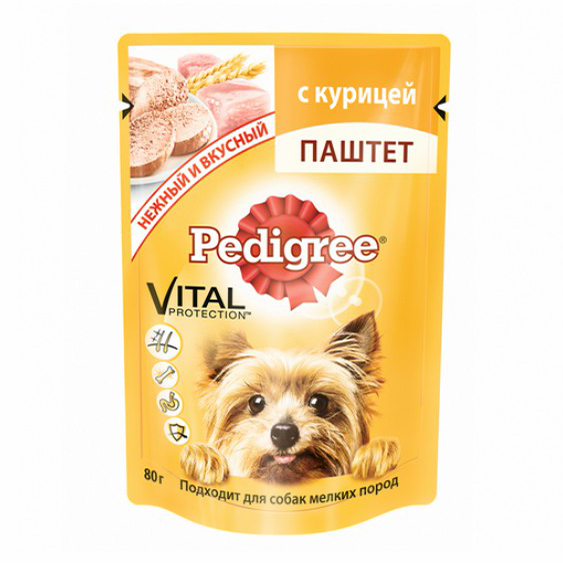 фото Влажный корм для собак pedigree миниатюрных пород курица паштет 80 г