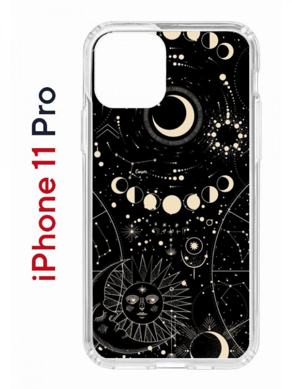 

Чехол на iPhone 11 Pro с принтом Kruche Print Space, бампер с защитой камеры, Прозрачный;черный;бежевый;серый, Айфон 11