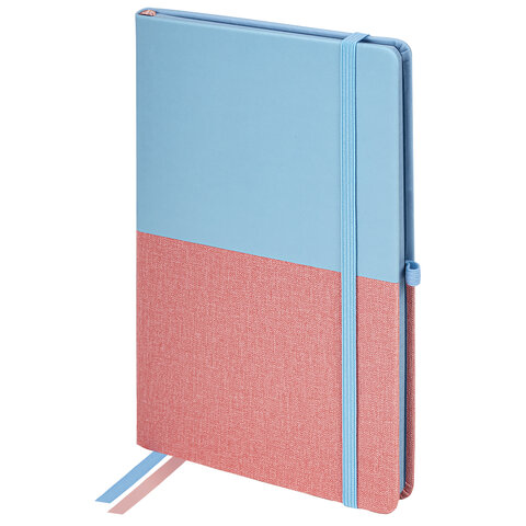 

Блокнот А5, Brauberg DUO, под кожу 80 л., клетка, голубойрозовый, 113432, 2 шт