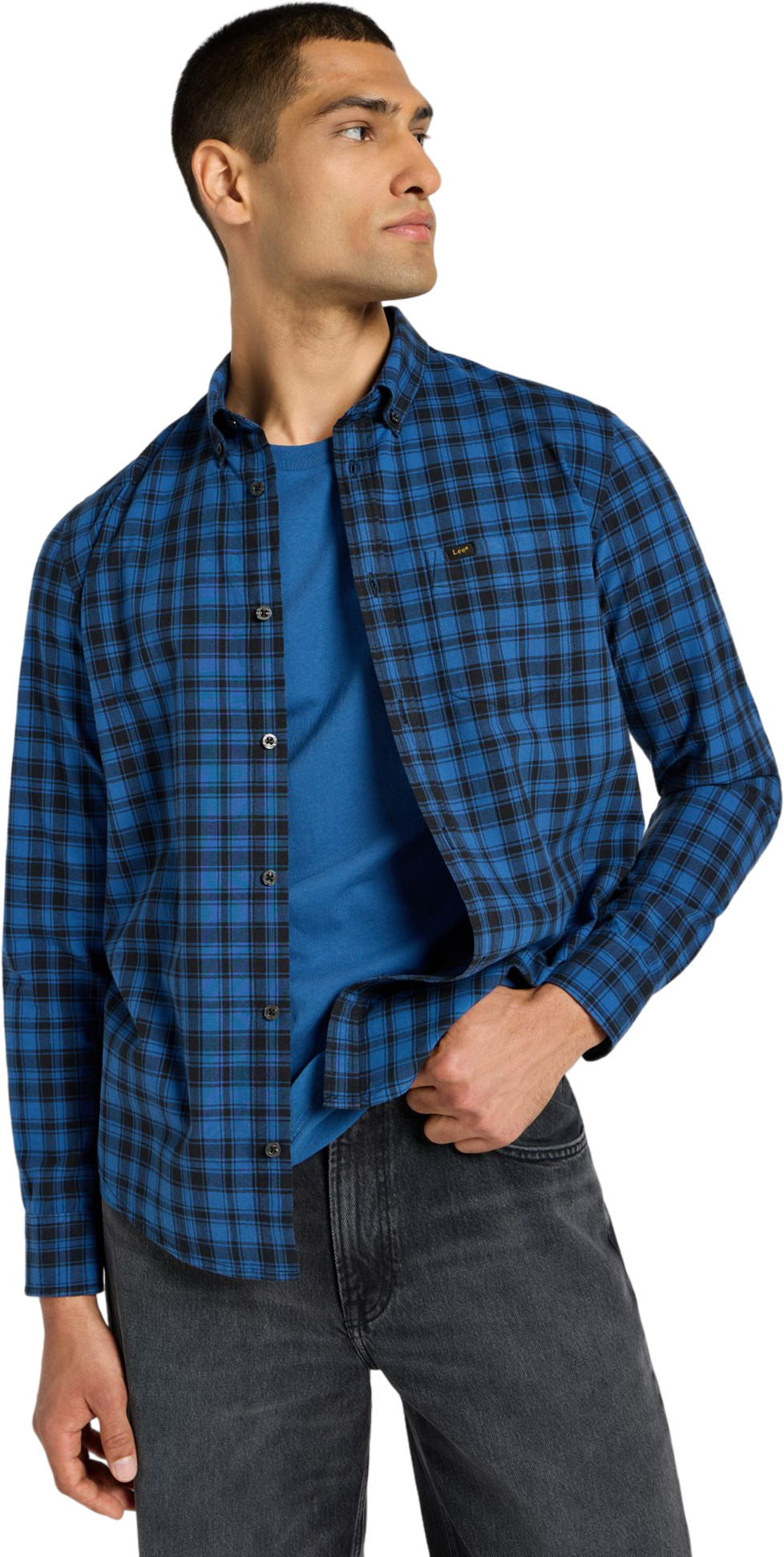 

Рубашка мужская Lee LEE BUTTON DOWN синяя XL, Синий, LEE BUTTON DOWN