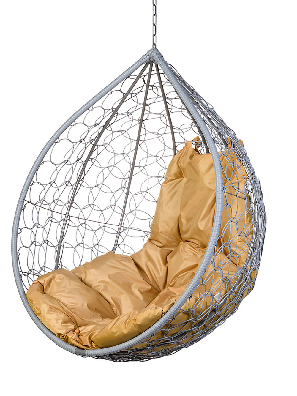 фото Кресло подвесное без стойки tropica bigarden, серое с бежевой подушкой