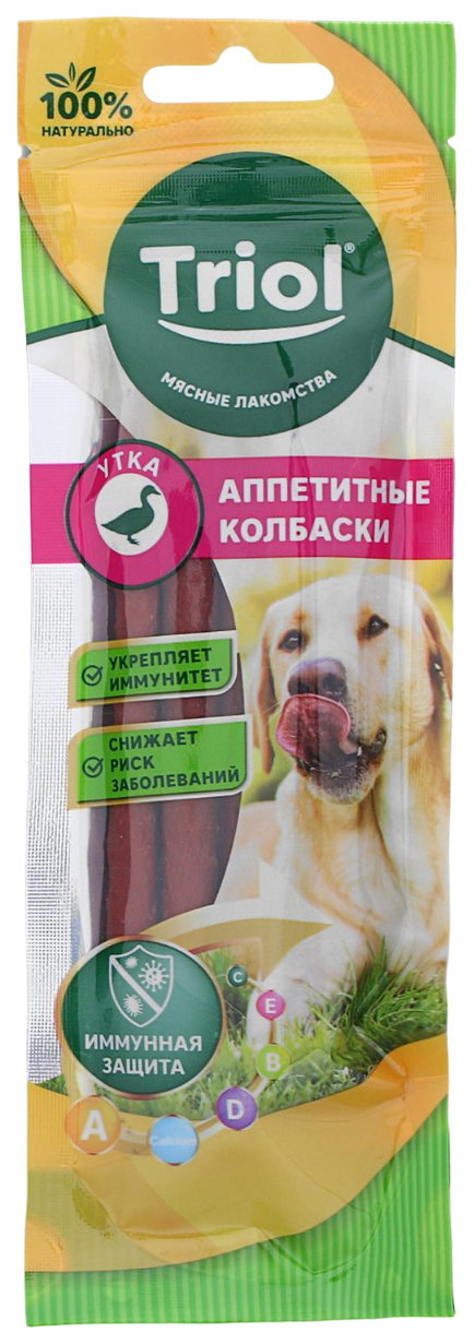 

Лакомство для собак Triol аппетитные колбаски из утки для собак, 40 г
