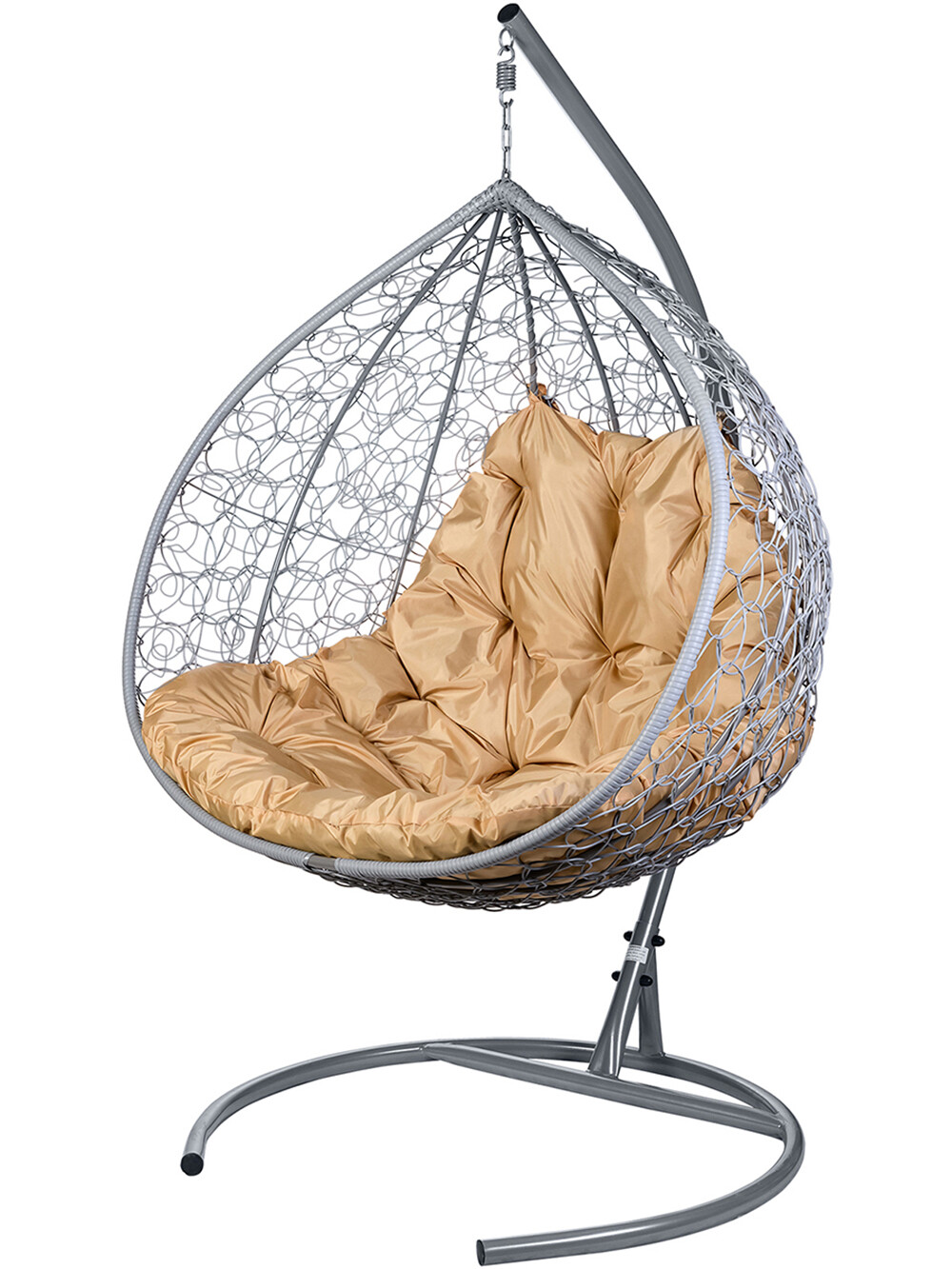 фото Кресло подвесное bigarden "gemini promo", серое, со стойкой, коричневая подушка