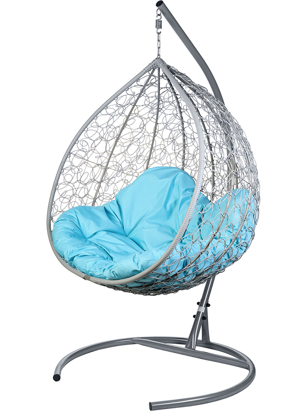 фото Кресло подвесное bigarden "gemini promo", серое, со стойкой, голубая подушка
