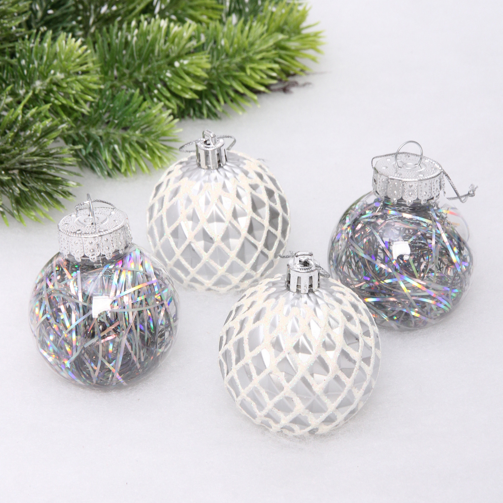 Шар на ель Серпантин Яркая метель 8 шт Серебро 595₽