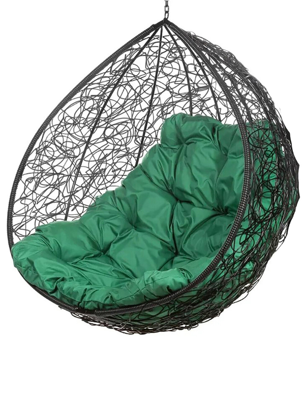 фото Кресло подвесное bigarden "gemini promo", черное, без стойки, зеленая подушка